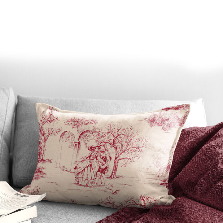 6ix Tailors Fine Linens Archamps Toile Red Decorative Throw Pillows