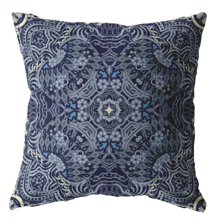 Hivvago 18"Indigo Boho Ornate Zippered Suede Throw Pillow