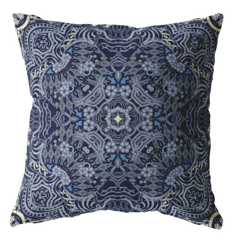 Hivvago 18"Indigo Boho Ornate Zippered Suede Throw Pillow