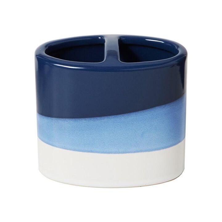 SKL Home Saturday Knight Ltd Alanya Fluid Wave Inspired Appearance Toothbrush Holder - 4.31x2.37x4.58, Blue