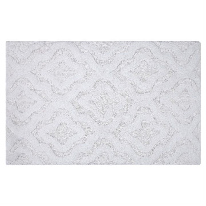 Knightsbridge Link Bath Rug Cotton Non Skid Back - 21x34", White