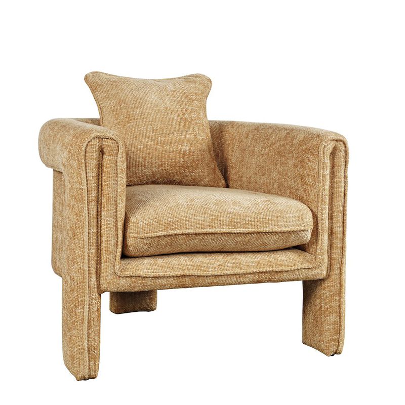 Jofran Adley Modern Upholstered Vintage Accent Armchair with Pillow