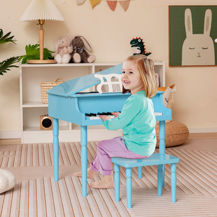 30-Key Wooden Toy Kids Grand Piano with Bench and Music Rack