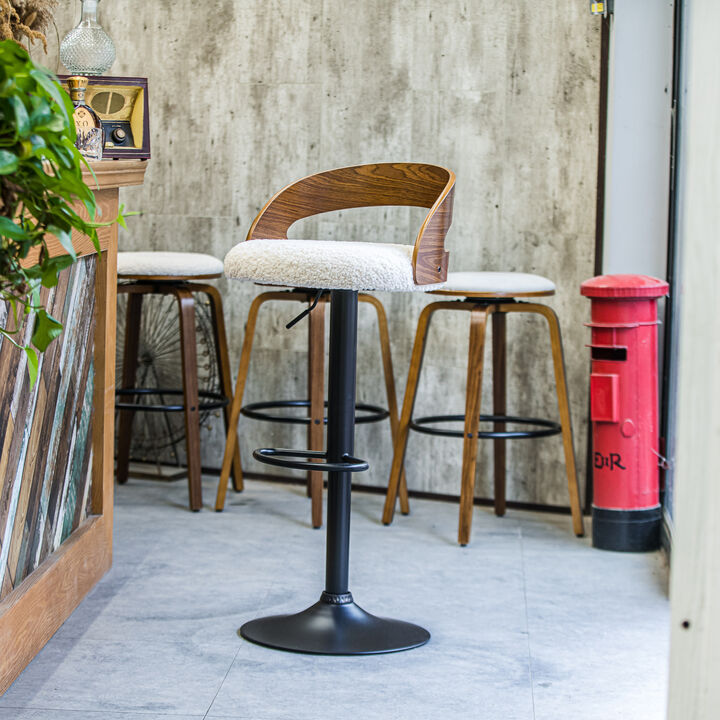 VICTORIA Set of 2 Wood and Leather Bar Stools