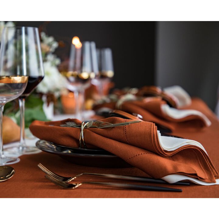 Solino Home 100% Pure Linen Dinner Napkins 20 x 20 Inch Set of 4 | Classic Hemstitch
