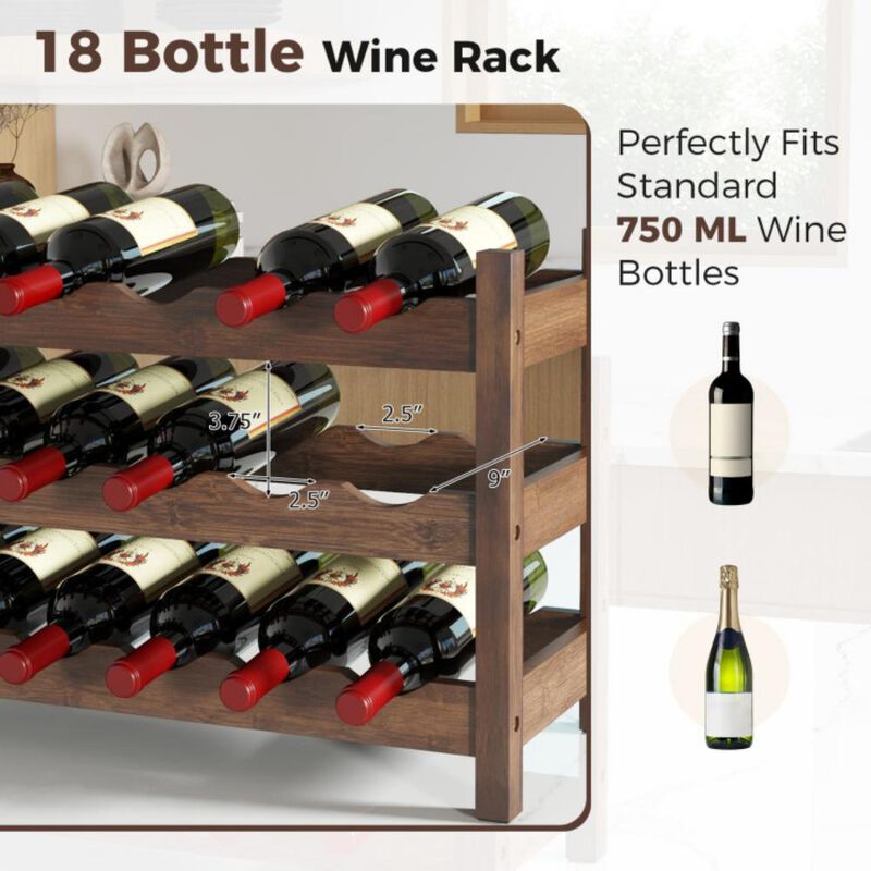 3-Tier Wicker Freestanding Countertop Wine Bottle Organizer