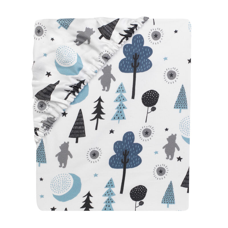 Disney Baby Forever Pooh White/Blue Bear Fitted Crib Sheet by Lambs & Ivy