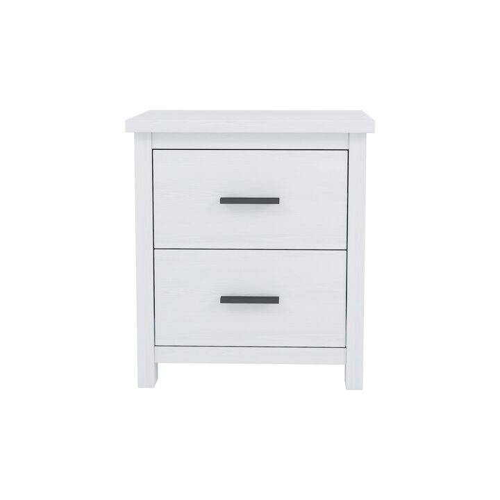 Merax Vintage 2-Drawer White Nightstand for Bedroom