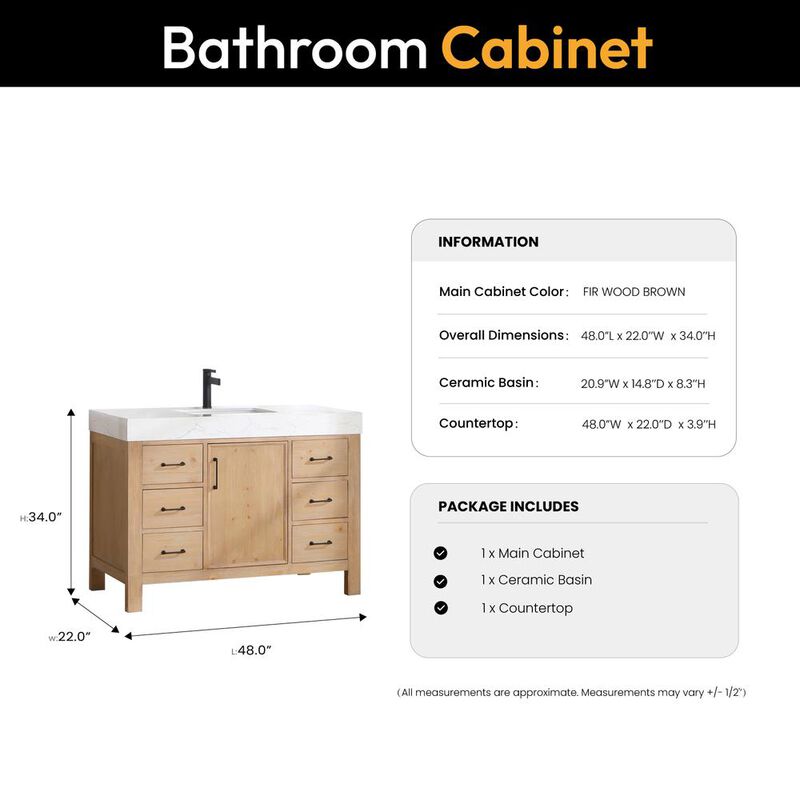 Vinnova Design Free-standing Single Bathroom Vanity with Composite top in Lightning White