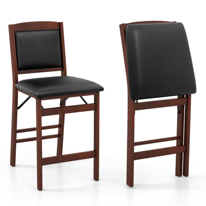 Hivvago Set of 2 Folding Kitchen Island Stool with Rubber Wood Legs Hivvago Set of 2 Folding Kitchen Island Stool with Rubber Wood Legs