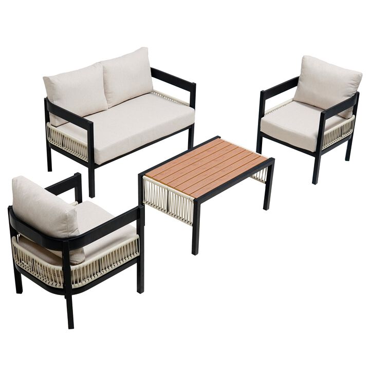 Mondawe 5-Piece Multi-person Outdoor Iron Sofa Set,Weatherproof Furniture Set For Patio Garden