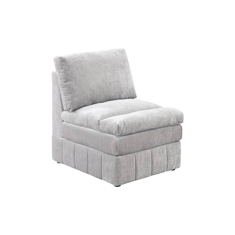 1 Piece Armless Chair Modular Plush Chair Sectional Sofa Granite Morgan Fabric Suede