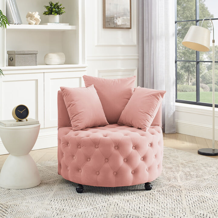 Merax Velvet Upholstered Swivel Chair for Living Room