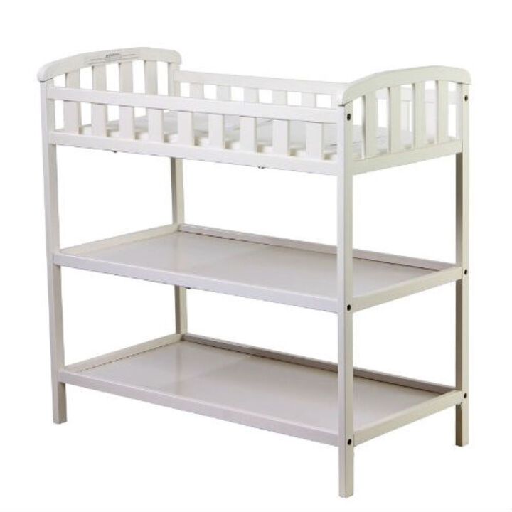 Hivvago White Baby Diaper Changing Table with 1-inch Thick Changing Pad