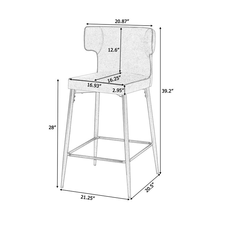 Merax Modern PU Leather Upholstered Bar Stools 2 Pieces