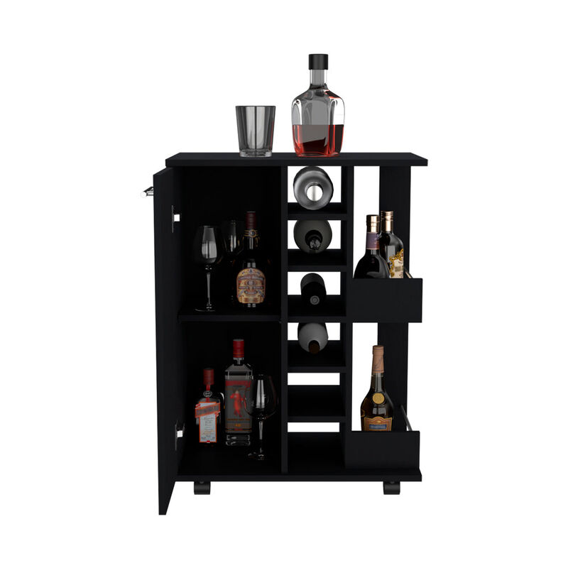 Bar Cart Wells, Living Room, Black