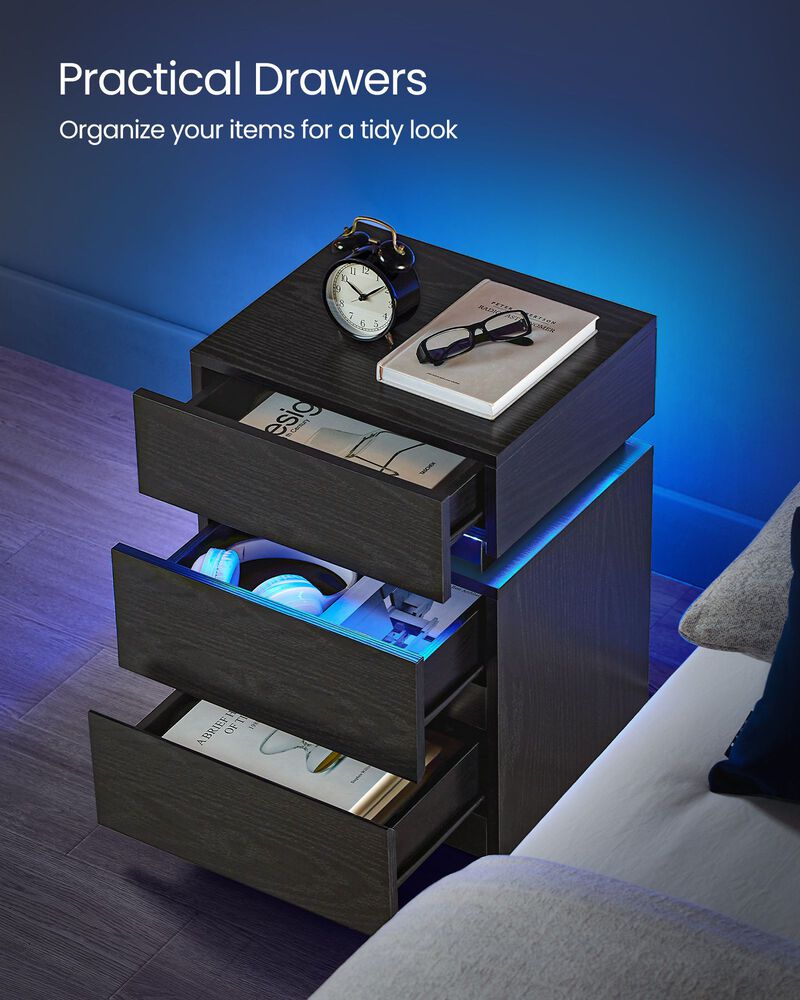 Bedside Table with LED Lights for Modern Style and Ambient Lighting
