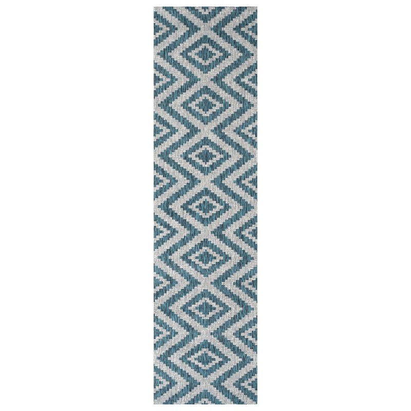 Sintra Diamond Tribal Blue/Gray Indoor/Outdoor Runner Rug