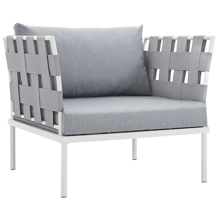 Harmony 3 Piece Outdoor Patio Aluminum Sectional Sofa Set - White Gray
