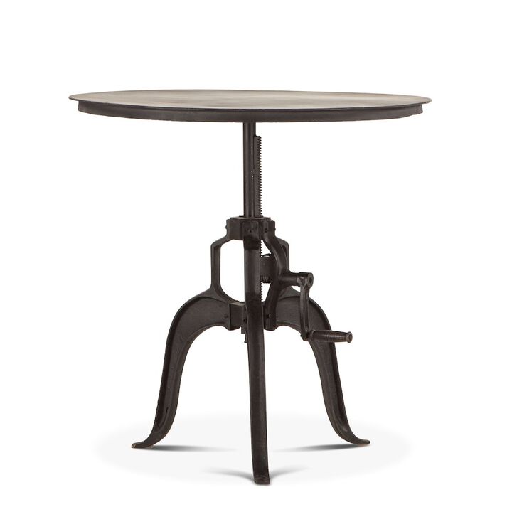 World Interiors Artezia 36-Inch Adjustable Crank Iron Side Table with Matte Black Finish