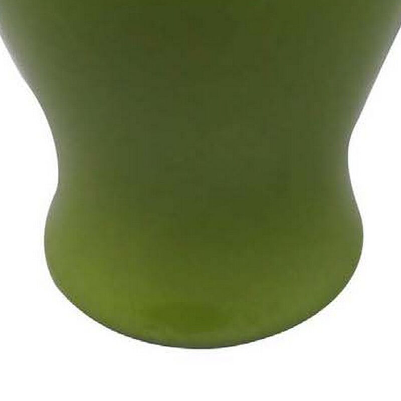 Teli 18 Inch Decorative Temple Ginger Jar, Smooth Ceramic, Glossy Green - Benzara