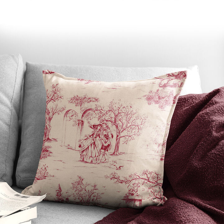 6ix Tailors Fine Linens Archamps Toile Red Decorative Throw Pillows