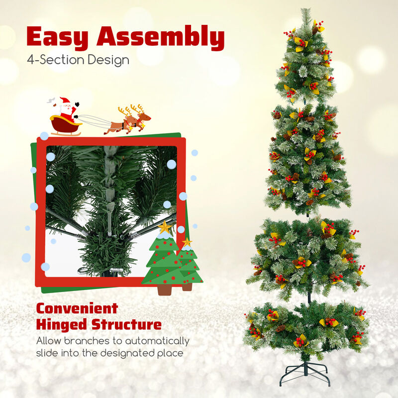 Pre-Lit Artificial Christmas Tree with PVC and Pine Needles