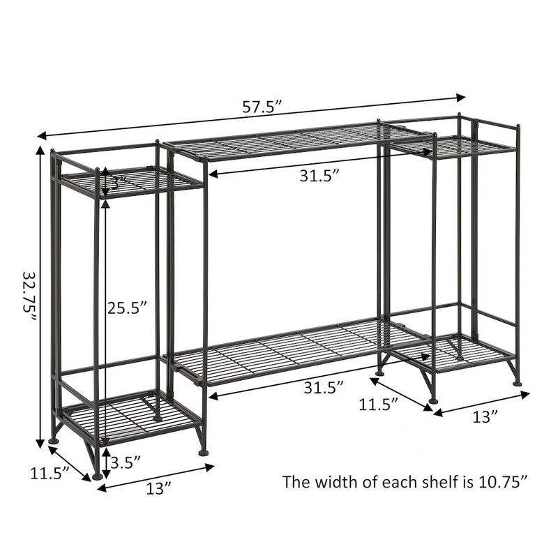 Convenience Concepts Xtra Storage 2 Tier Tall Folding Metal Shelves with Set of 2