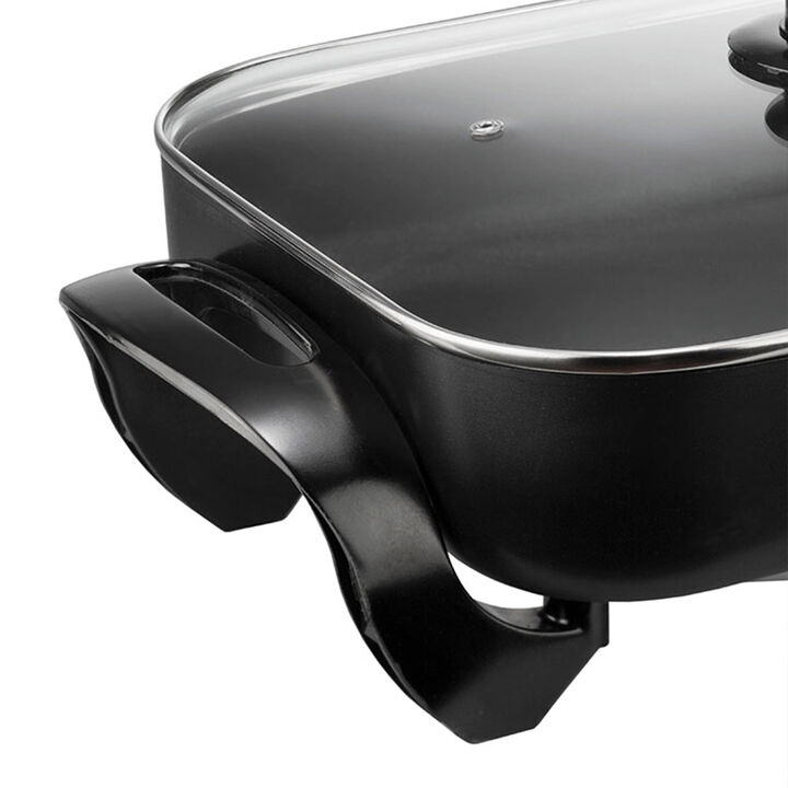 Brentwood 16 Inch Nonstick Electric Skillet with Glass Lid in Black