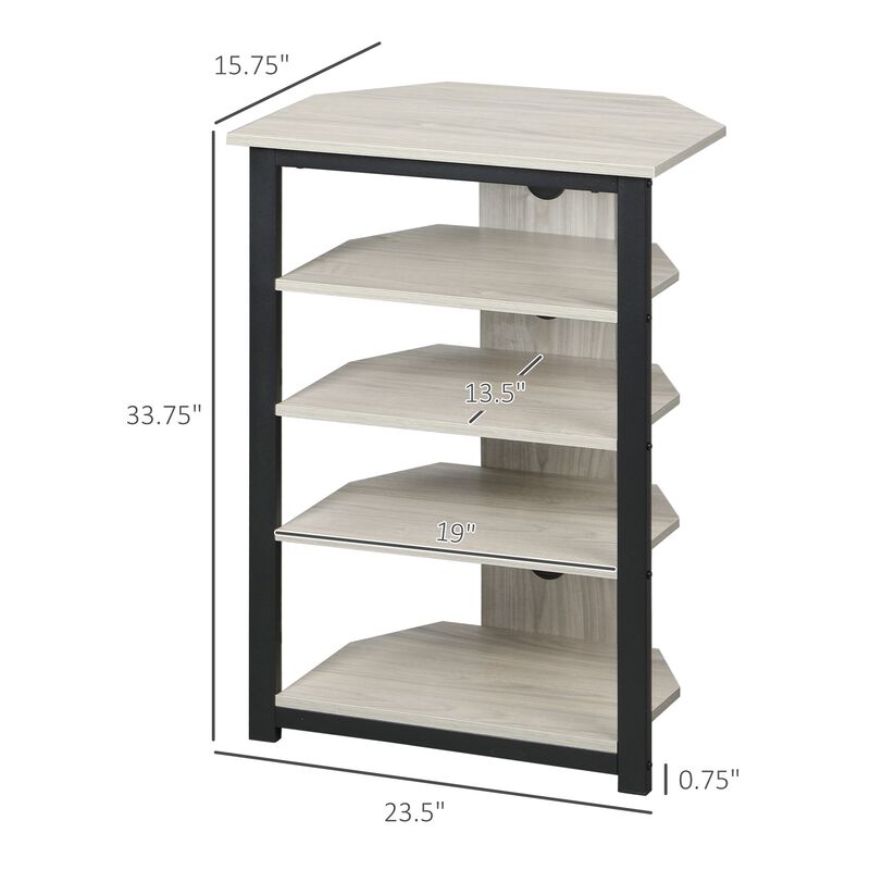 Grey TV Stand: Corner Entertainment Center for 29" TVs