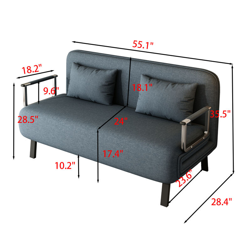Merax Tri-Fold Sleeper Sofa  Loveseat with Adjustable Backrest