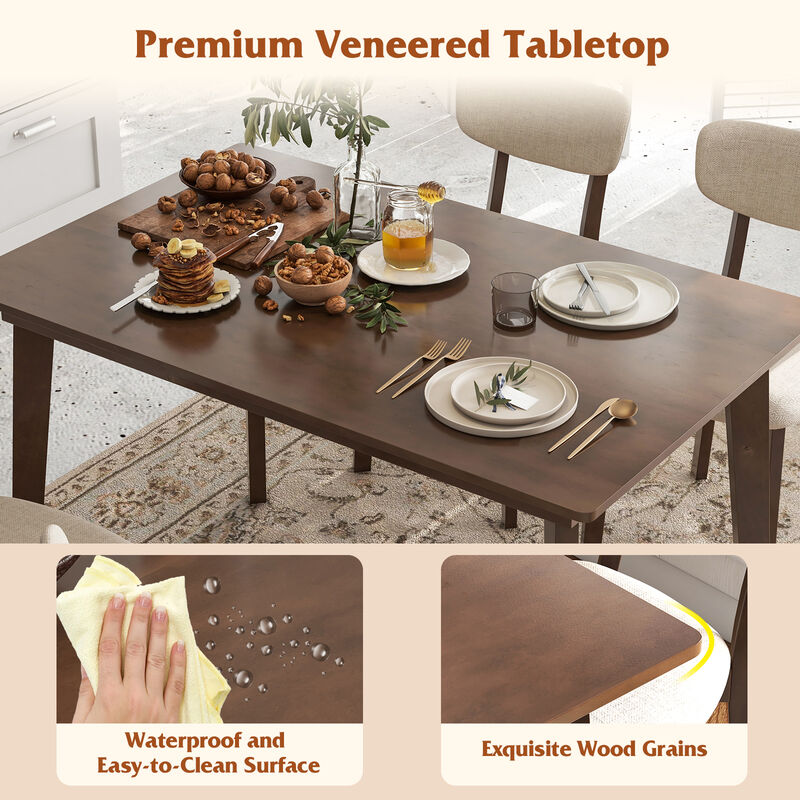 Wooden Dining Table with Rubber Wood Legs for 4 People, Ideal for Small Dining Spaces