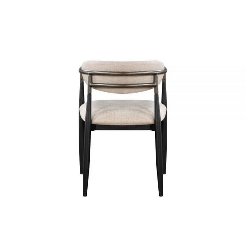 Jerry 23 Inch Dining Chair, Set of 2, Fabric Upholstered, Beige and Black - Benzara