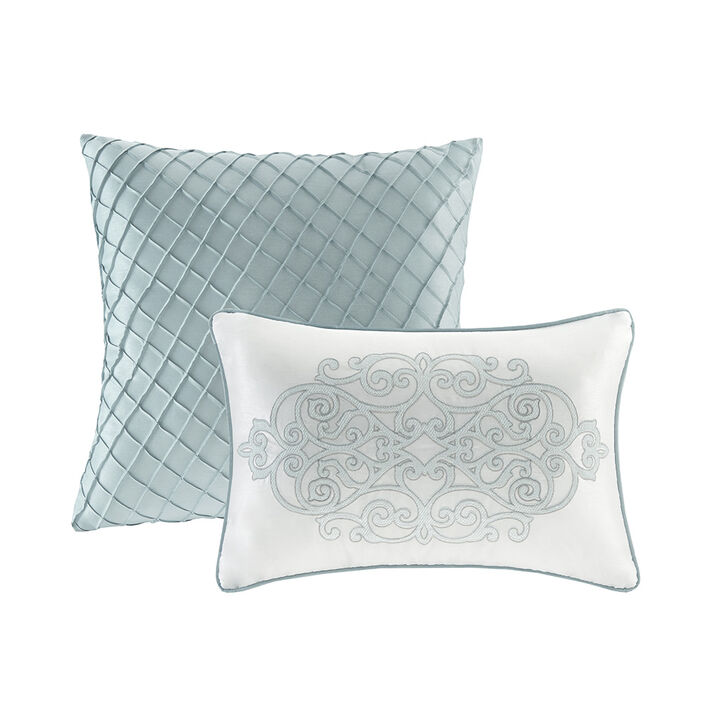 Gracie Mills Tommie 12-Piece Damask Comforter Set with Cotton Bed Sheets