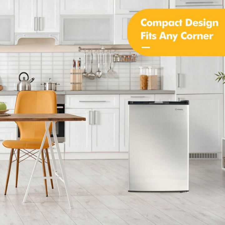 Costway 3 Cubic Feet Compact Upright Freezer with Stainless Steel Door