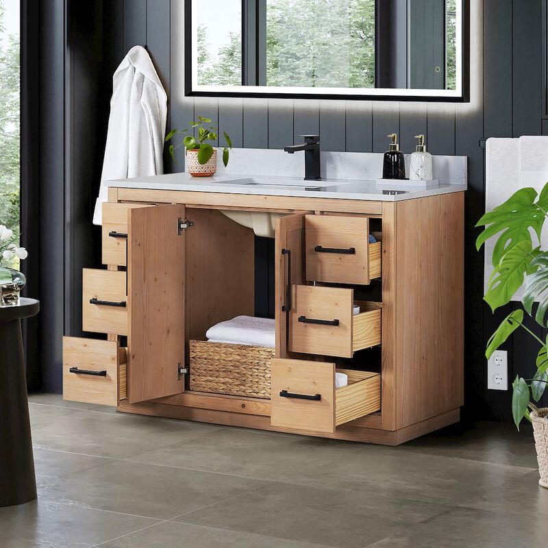 Altair-10 48 Single Bathroom Vanity with Grain White Countertop without Mirror