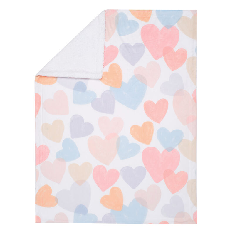 Bedtime Originals Rainbow Hearts White/Pink/Purple Soft Fleece Baby Blanket