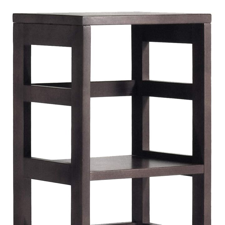 Yardlio Wood Narrow Four-Shelf Modular Shelving Unit - Espresso Finish