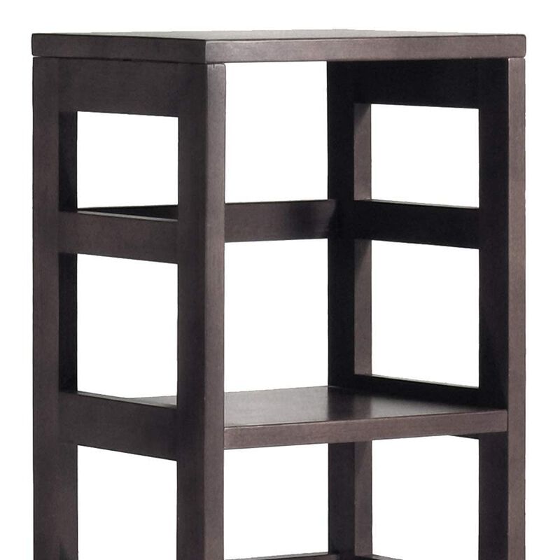 Yardlio Wood Narrow Four-Shelf Modular Shelving Unit - Espresso Finish