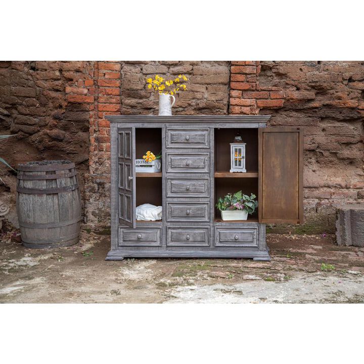 HomeRoots 64 Gray Solid Wood Seven Drawer Gentlemans Chest