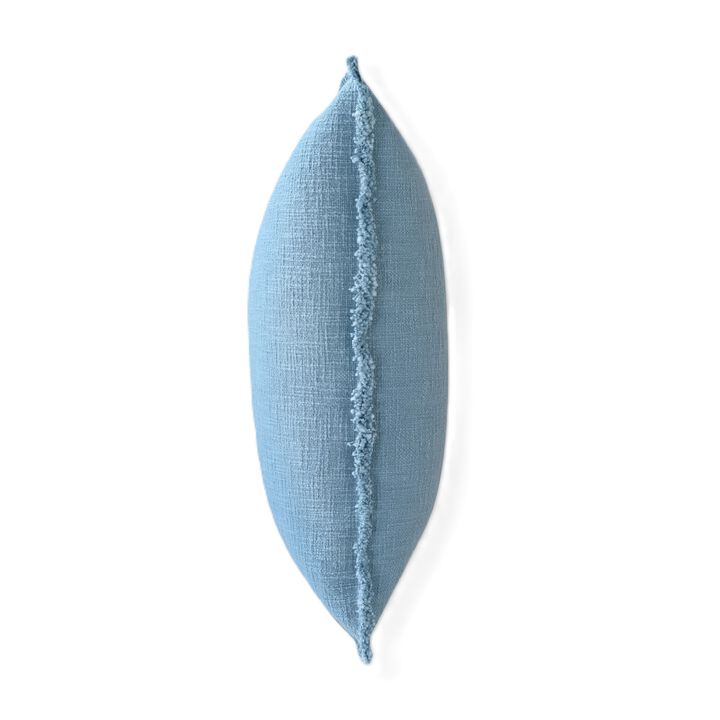 Organic Chic washed textured cotton solid pillow with frayed edges