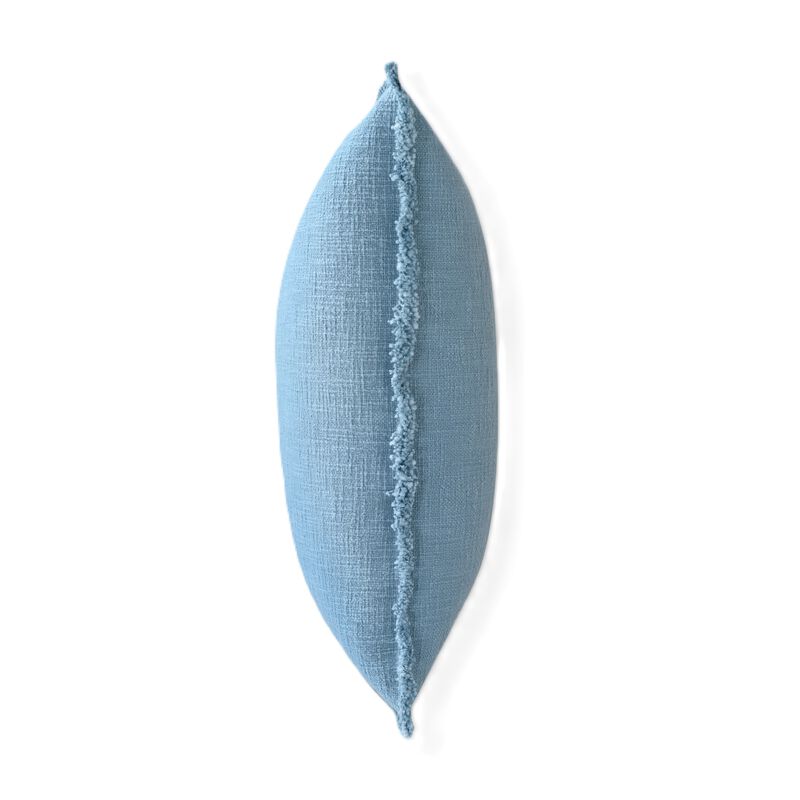 Organic Chic washed textured cotton solid lumbar pillow with frayed edges