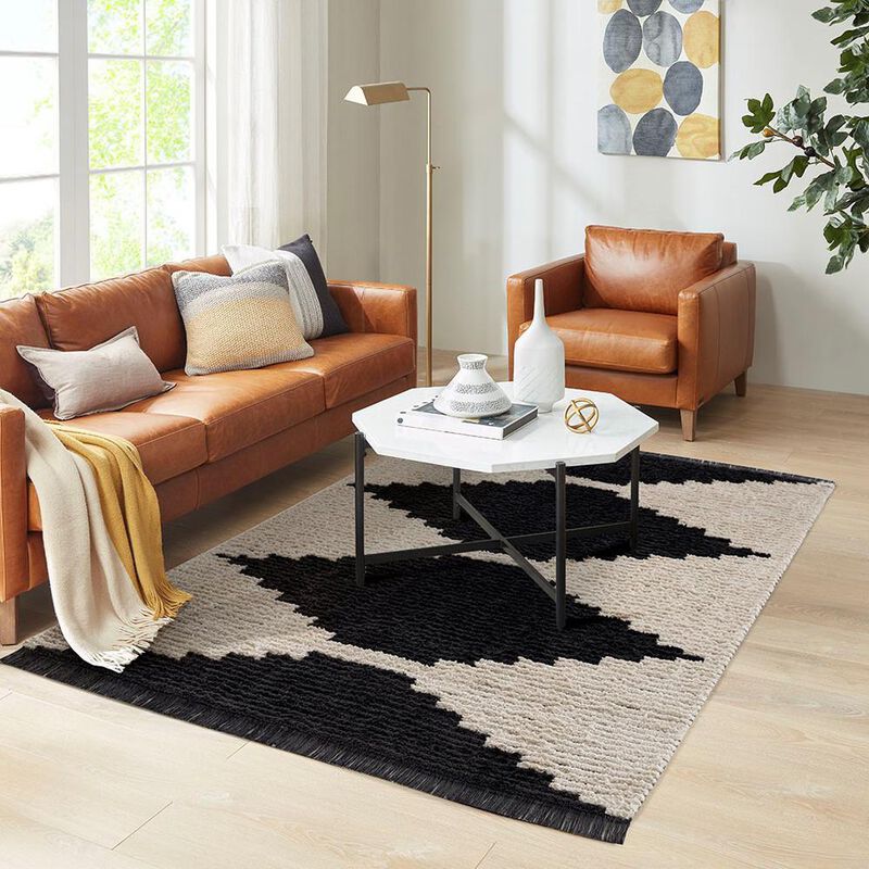 Black and Ivory Modern Area Rug, Black/Ivory, Belen Kox