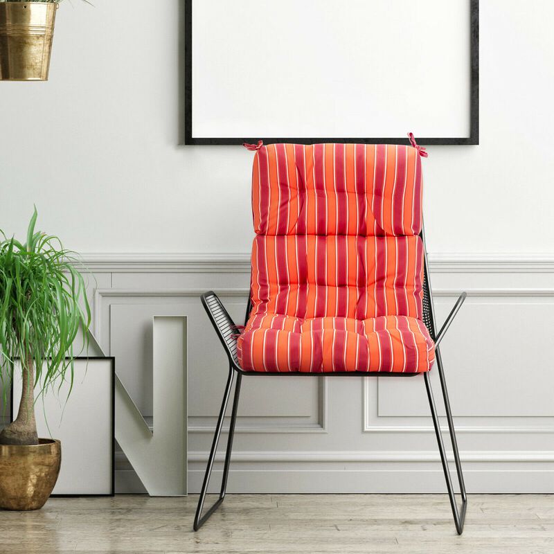 Tufted Patio High Back Chair Cushion with Non-Slip String Ties