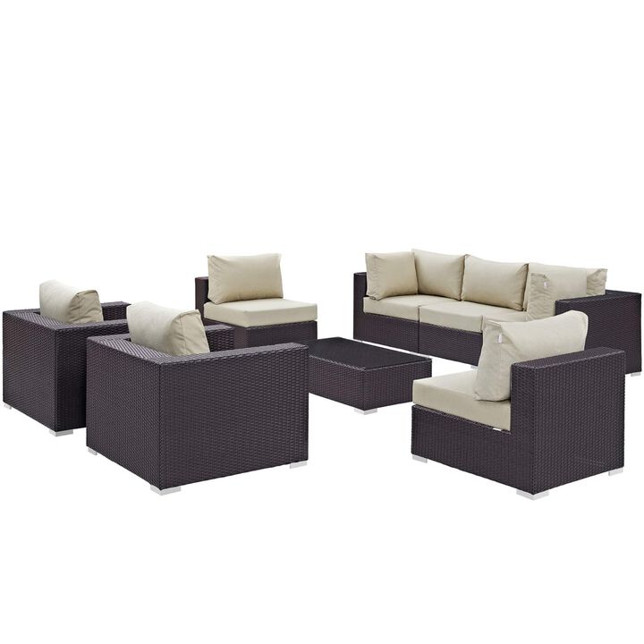 Convene Outdoor Sectional Set - Durable Rattan Weave, All-Weather Cushions, Versatile Furniture for Patio, Backyard, Poolside. Includes Coffee Table, Armless Sections, Armchair Sections, Corner Sections.