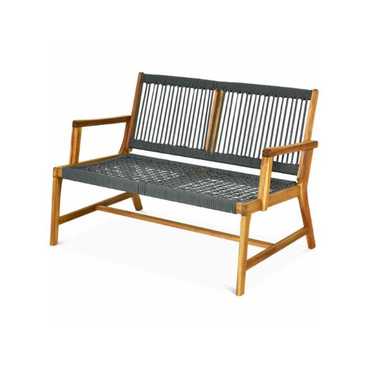 Hivvago 2-Person Acacia Wood Yard Bench for Balcony and Patio