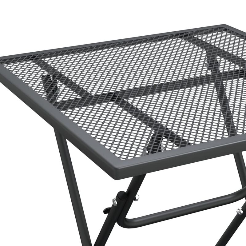 Zofi Outdoor Dining Breakfast Bistro Table, Foldable Mesh Top, Gray - Benzara