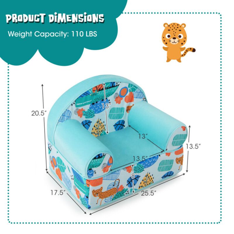 Hivvago Kids Armchair with Plush Velvet Cover and Soft Sponge Filling-Blue