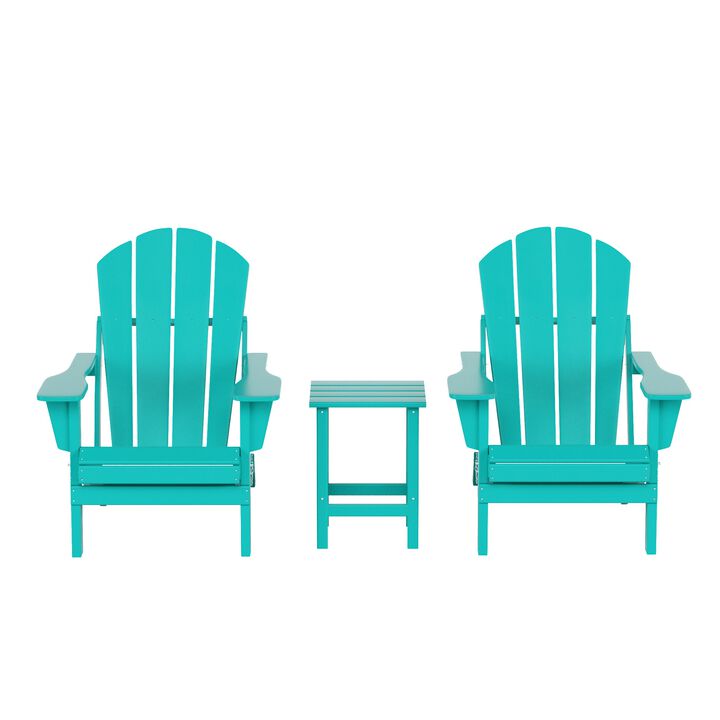 WestinTrends 3-Piece Outdoor Patio Adirondack Chairs with Side Table Set