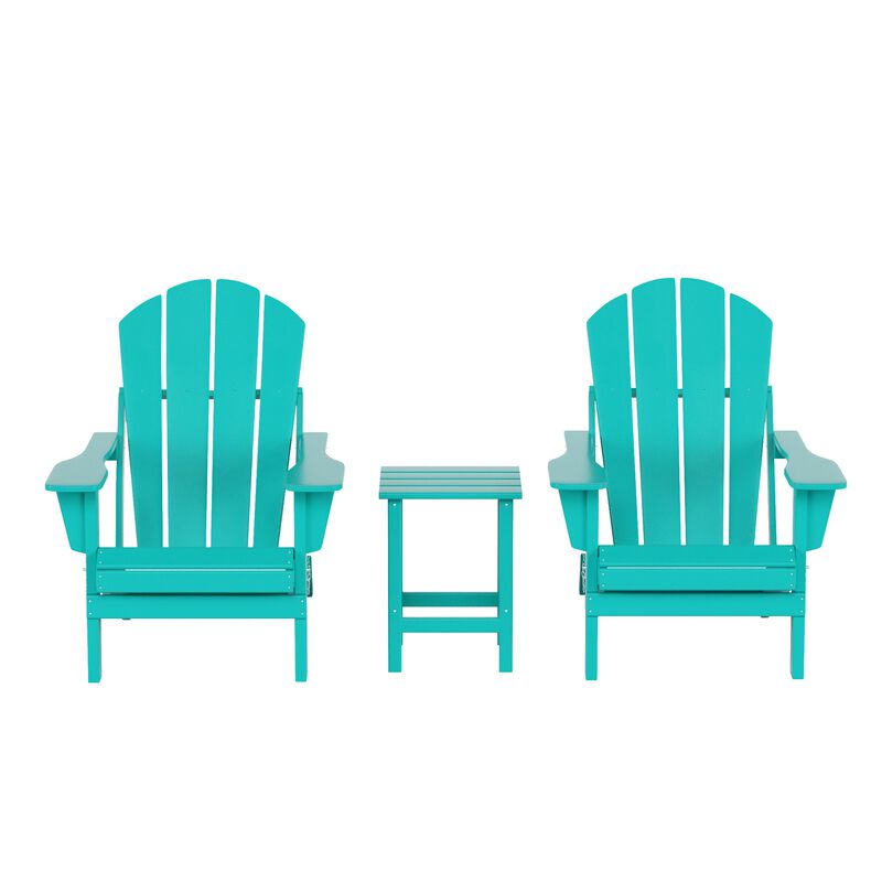 WestinTrends 3-Piece Outdoor Patio Adirondack Chairs with Side Table Set